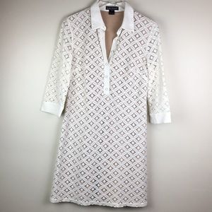White lace 3/4 sleeve collared dress size 6